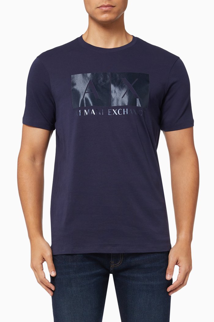 

Logo Print T-Shirt in Cotton Jersey, Blue