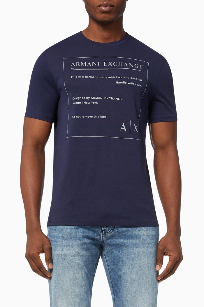 

AX Made With Love T-shirt in Cotton Jersey, Blue