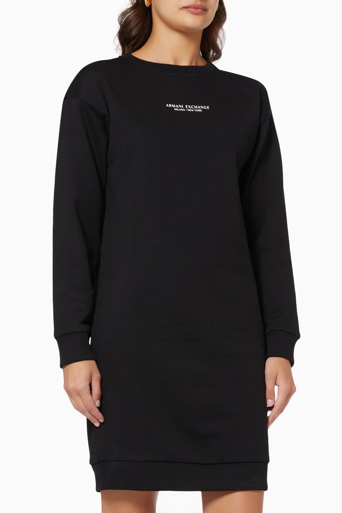 

AX Sweatshirt Dress in Jersey, Black