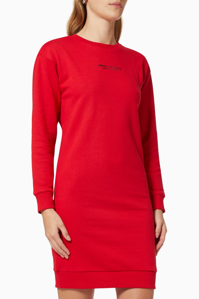 

AX Sweatshirt Dress in Jersey, Red