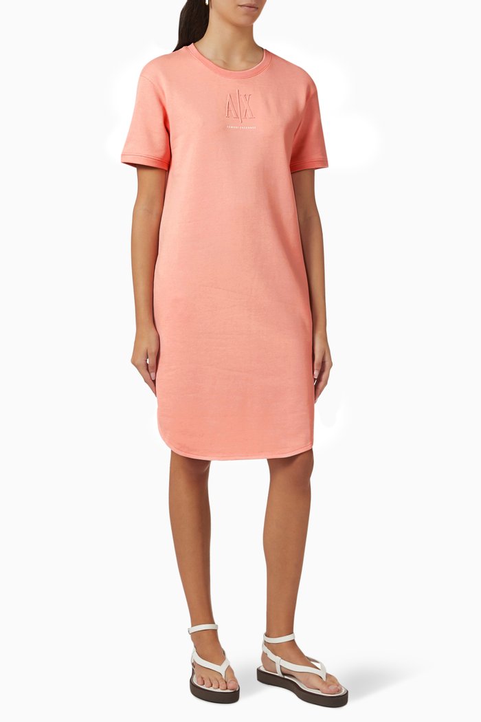 

Embossed Icon AX Logo T-shirt Dress in Jersey, Pink