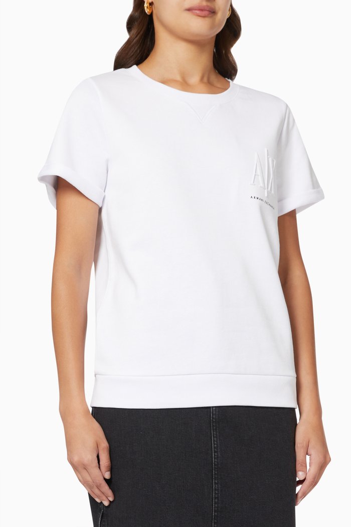

AX Embossed Logo T-shirt in Jersey, White