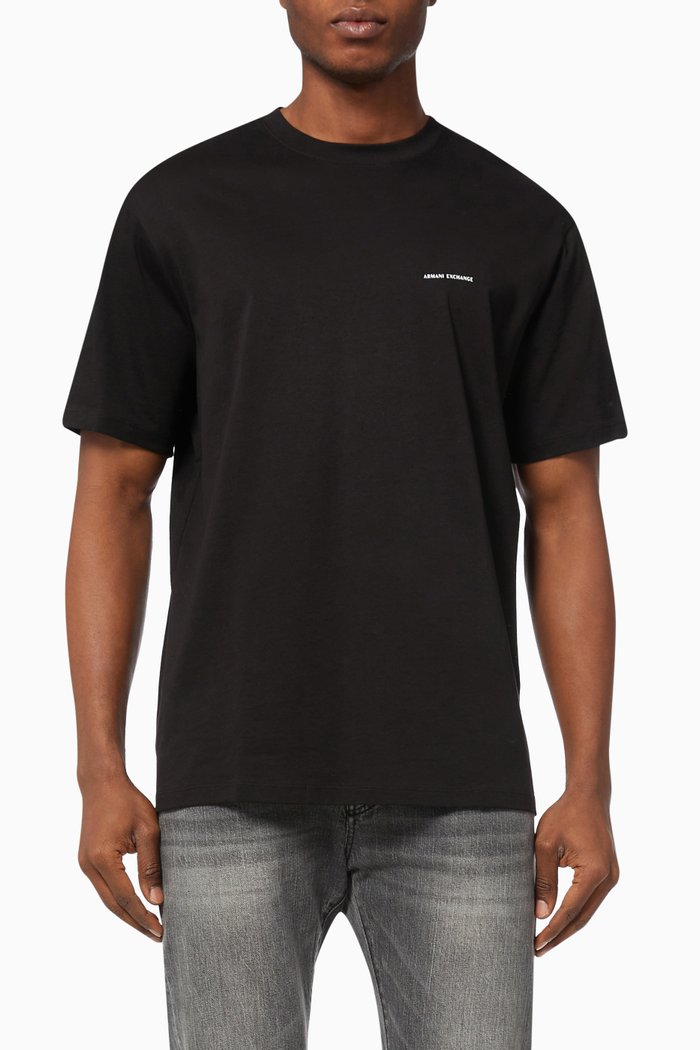 

AX Logo T-shirt in Cotton Jersey, Black