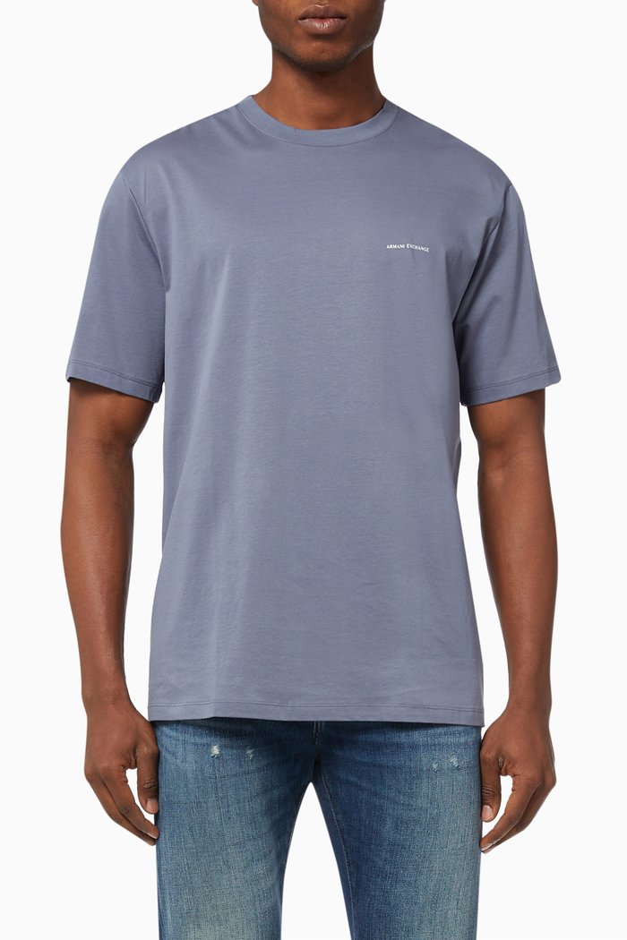 

AX Logo T-shirt in Cotton Jersey, Grey