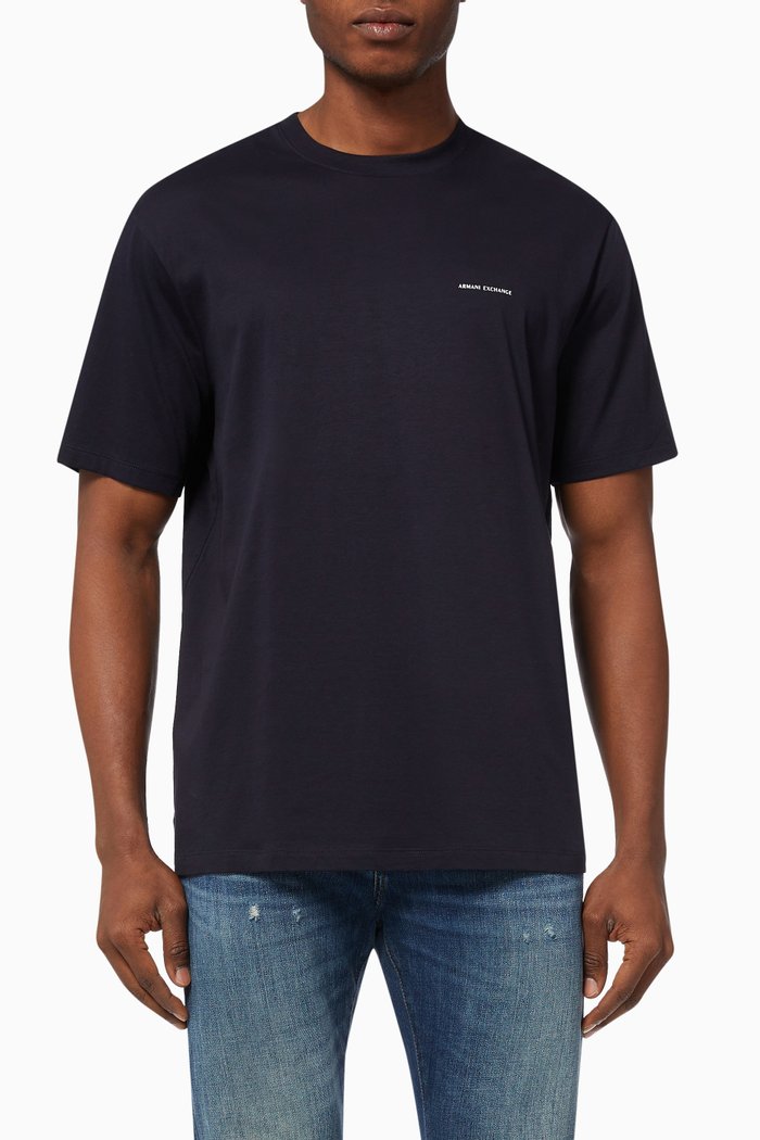 

AX Logo T-shirt in Cotton Jersey, Blue