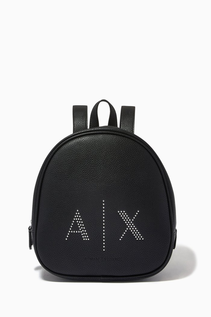 

AX Studded Backpack in Faux Leather, Black