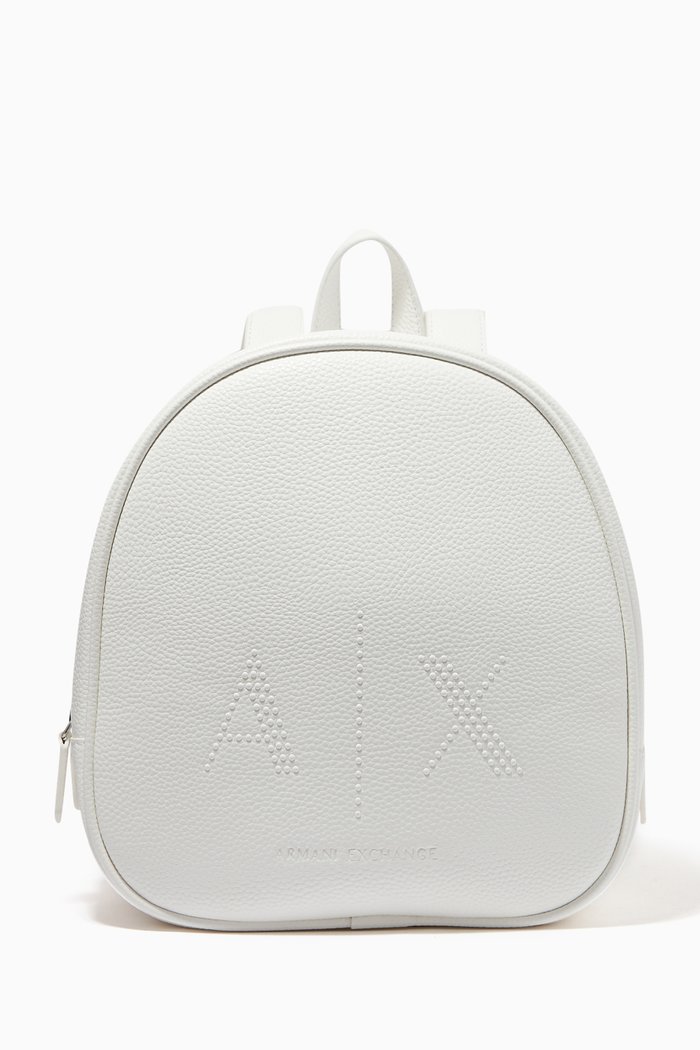 

AX Studded Backpack in Faux Leather, White