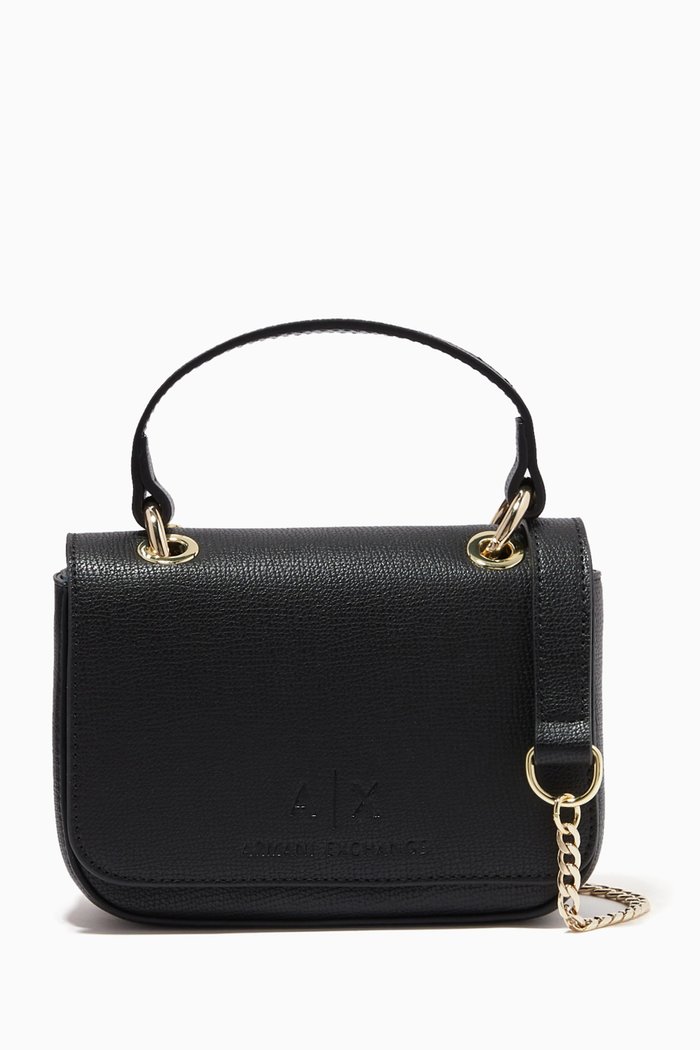 

AX Debossed Crossbody Bag in Faux Leather, Black