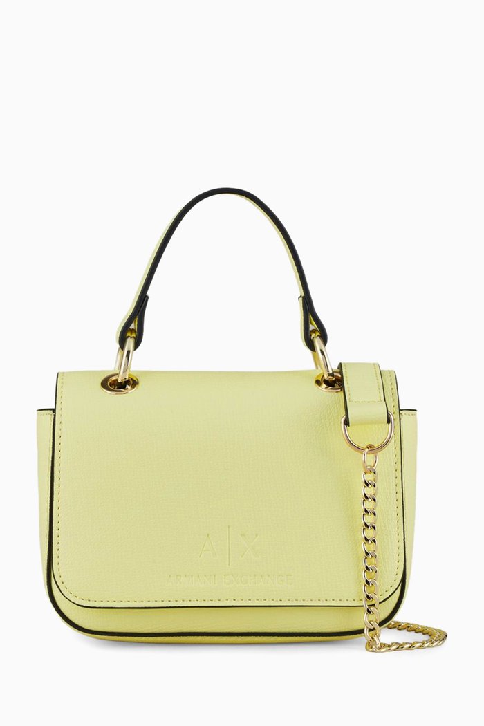 

AX Debossed Crossbody Bag in Faux Leather, Green