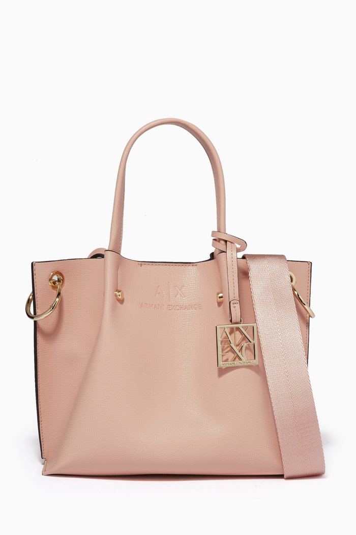 

Logo Charm Tote Bag in Faux Leather, Green