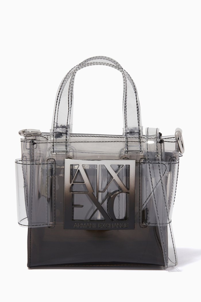Small Transparent Tote Bag in PVC, Grey