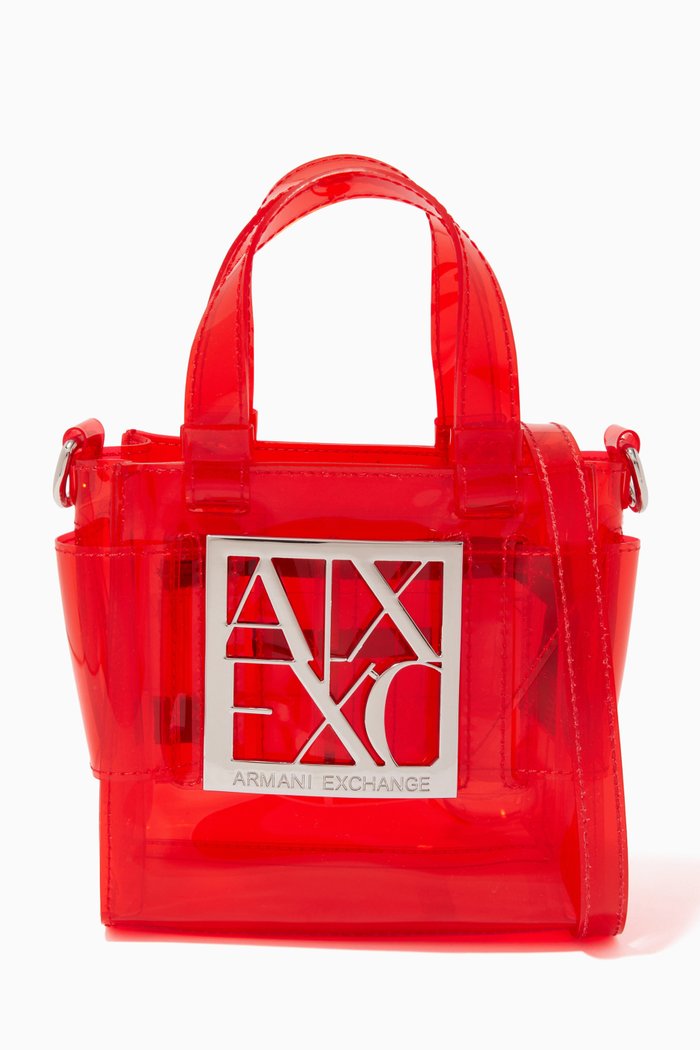 Small Transparent Tote Bag in PVC, Red