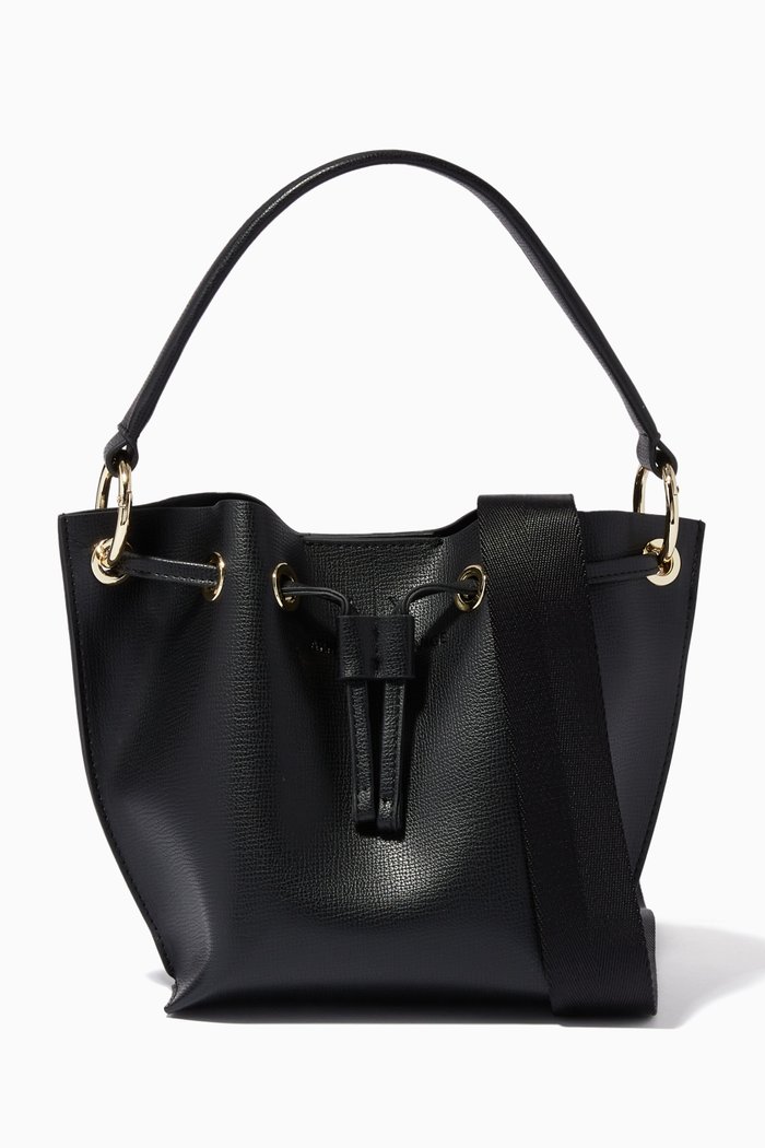 

Bucket Bag in Faux Leather, Black