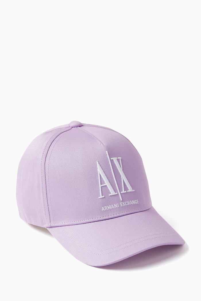 

AX Icon Logo Baseball Cap in Cotton Gabardine, Purple