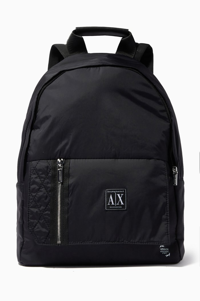 

AX Backpack in Quilted Faux Leather, Black