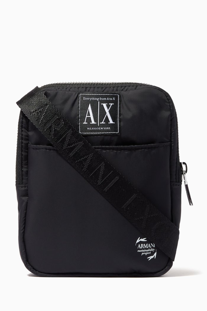 

Logo Patch Crossbody Bag in Nylon, Black