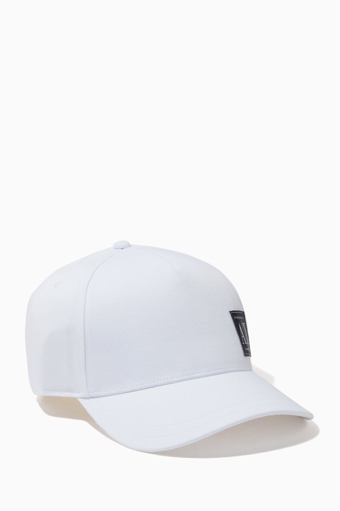

AX Patch Baseball Cap in Twill, White