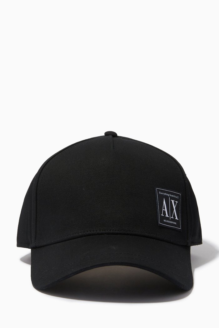 

AX Patch Baseball Cap in Twill, Black