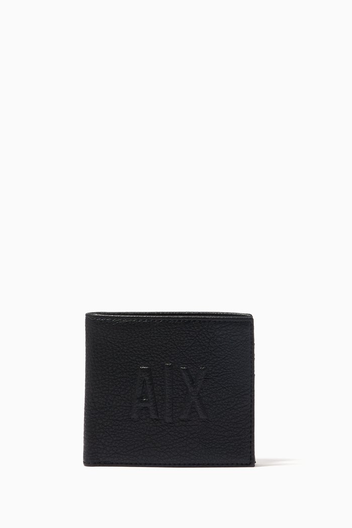 

Embossed Logo Wallet in Leather, Black