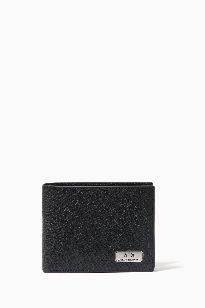 

Trifold Metal Logo Wallet, Black