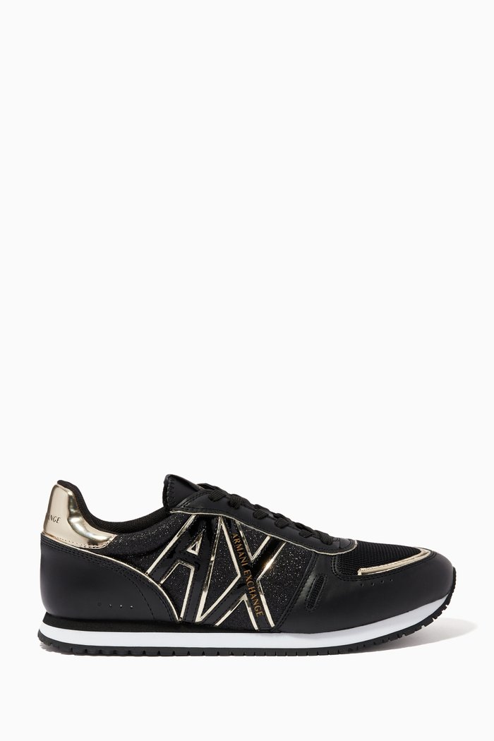 

Icon Logo Sneakers in Faux Leather, Black
