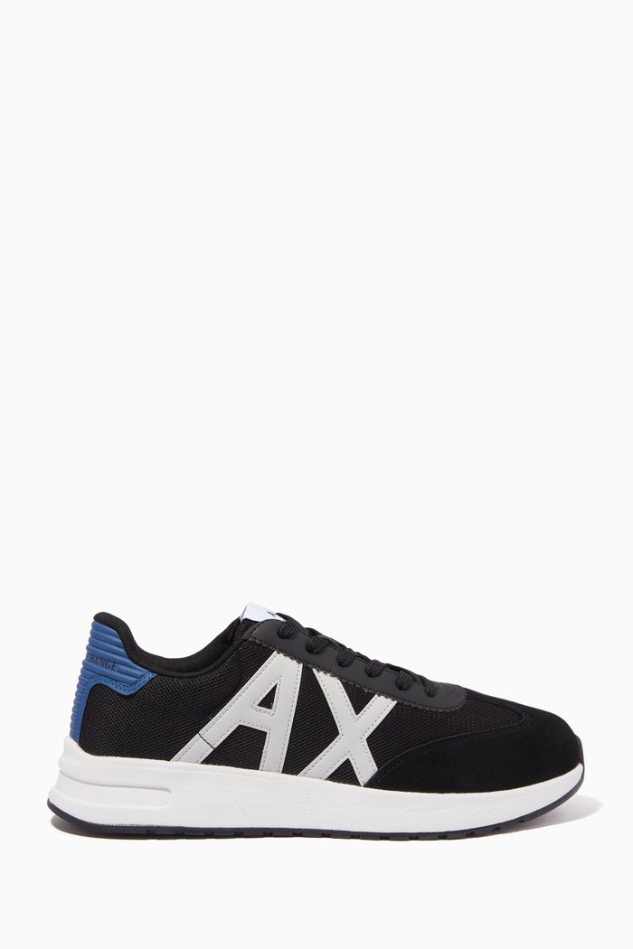 

AX Low-top Sneakers in Knit Mesh & Suede, Black