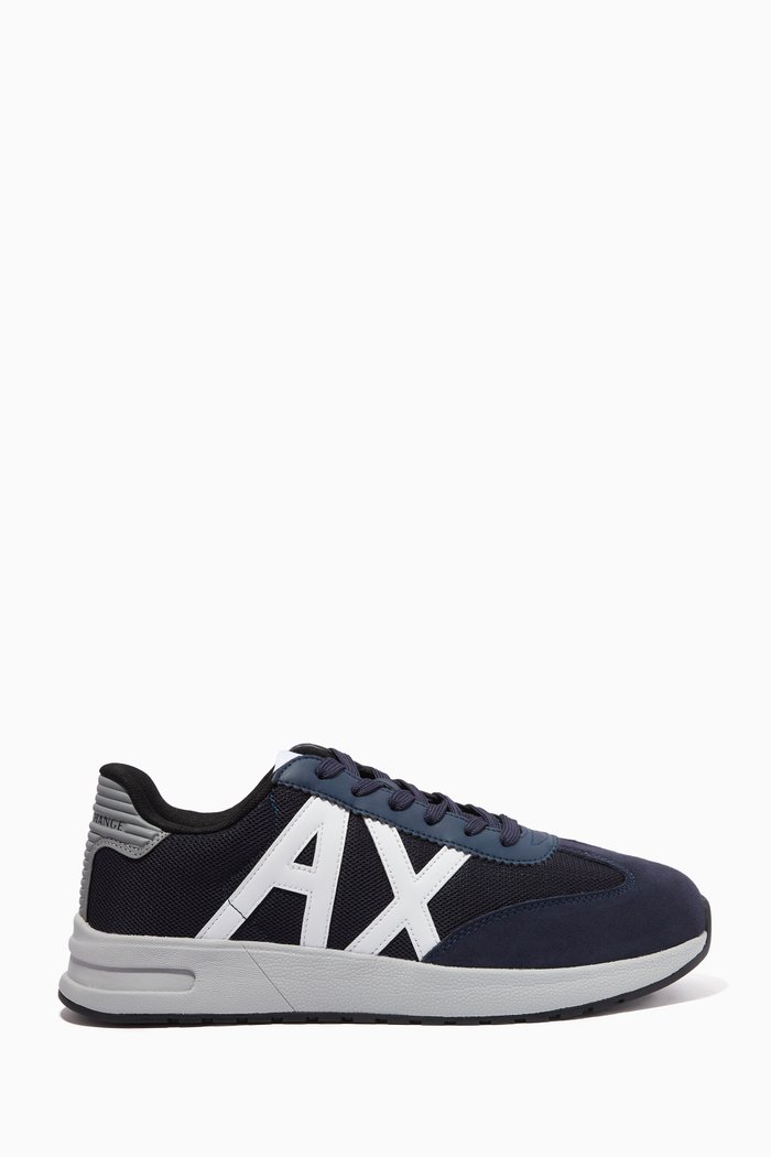 

AX Low-top Sneakers in Knit Mesh & Suede, Blue