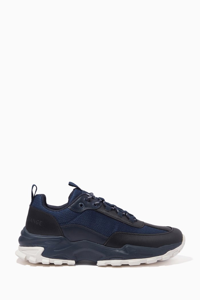 

Logo Sneakers in Leather & Mesh, Blue