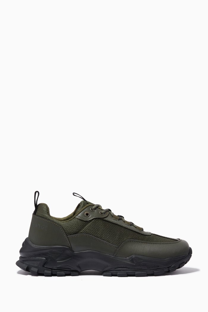 

Logo Sneakers in Leather & Mesh, Green