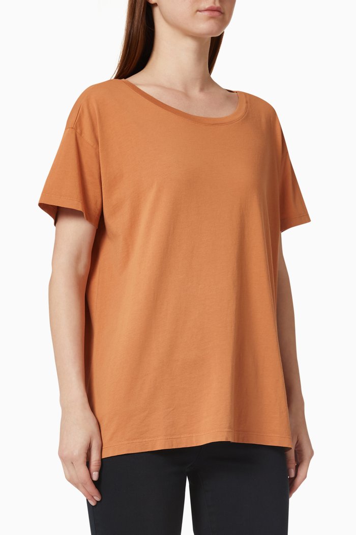 Small Logo Patch T-Shirt in Cotton, Orange
