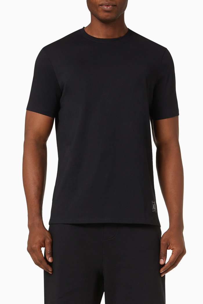 

AX Logo Patch T-shirt in Cotton Jersey, Black