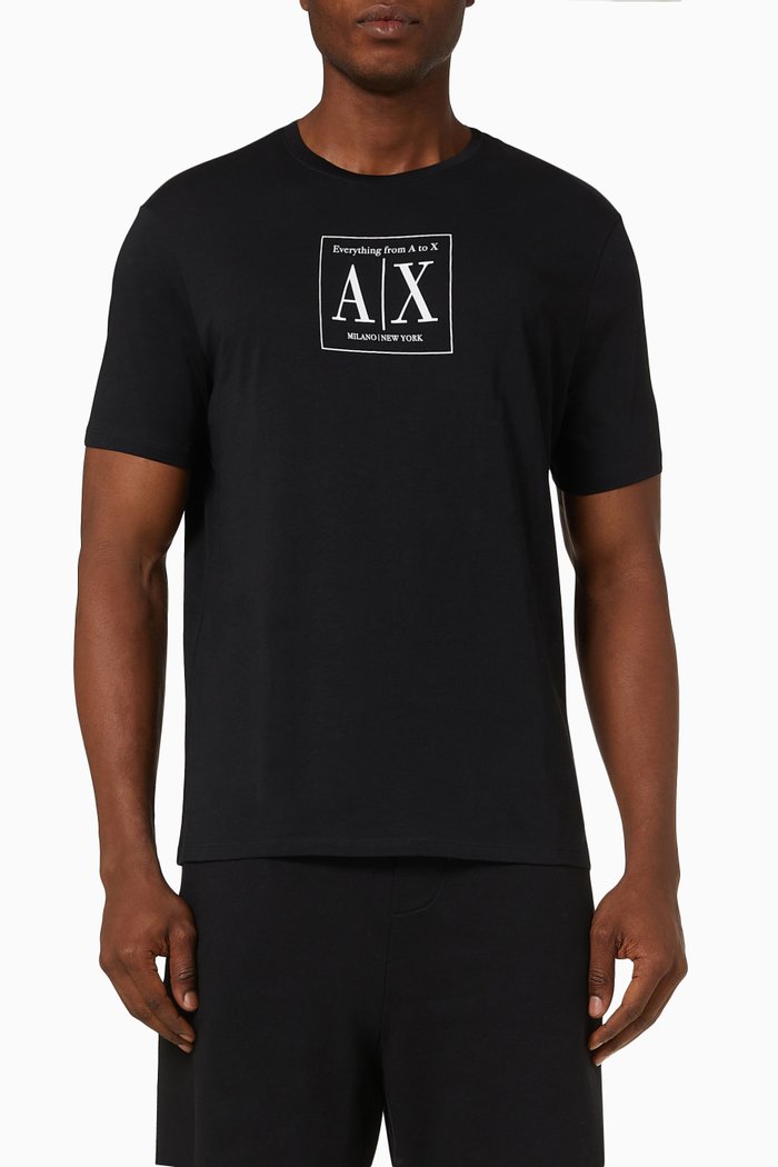 

AX Box Logo T-shirt in Cotton Jersey, Black