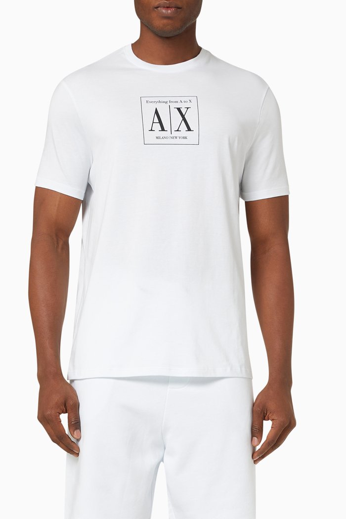 AX Box Logo T-shirt in Cotton Jersey, White