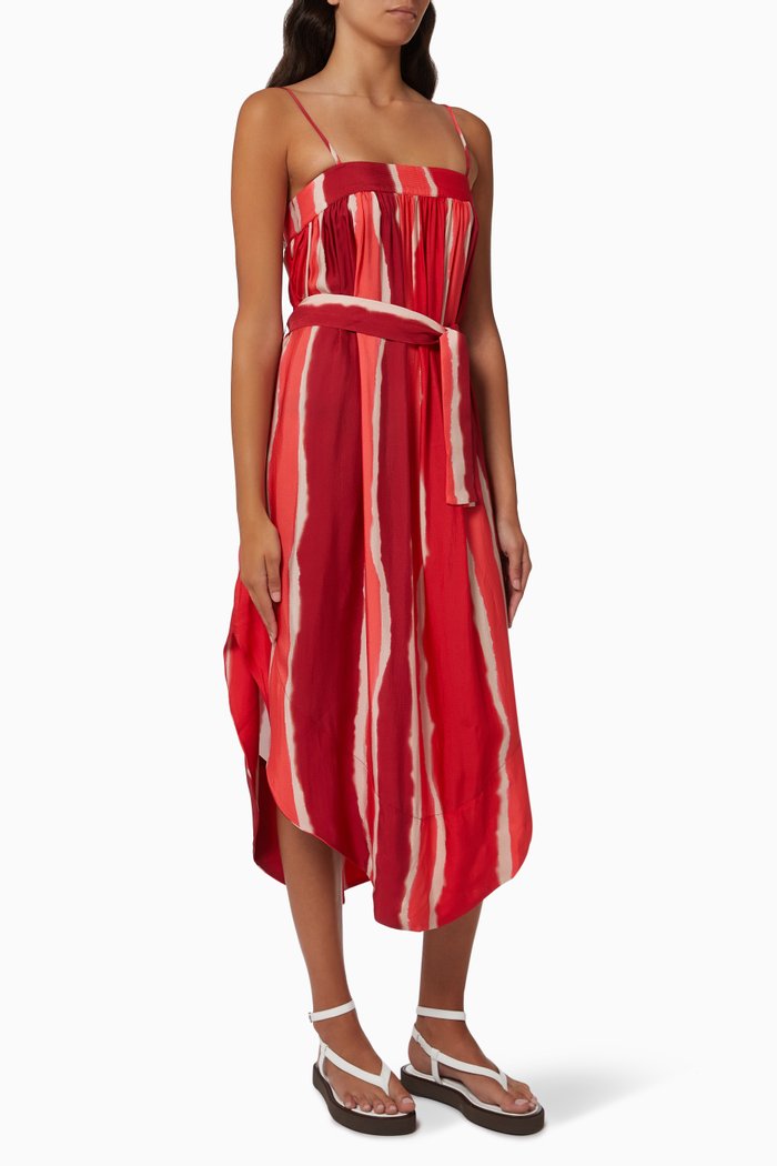 Midi Dress in Viscose, Red