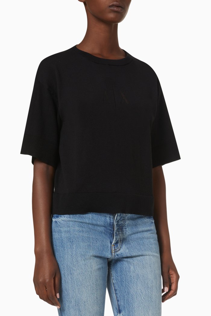 

Sweater in Knit Cotton, Black