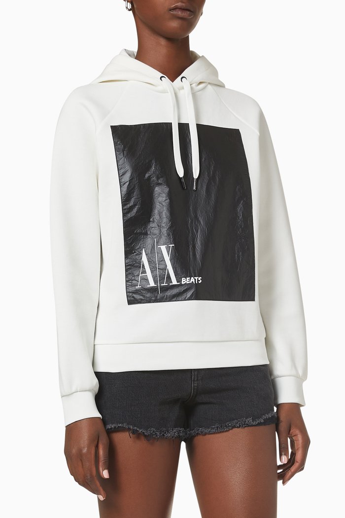 

Hooded Sweatshirt in Fleece, White