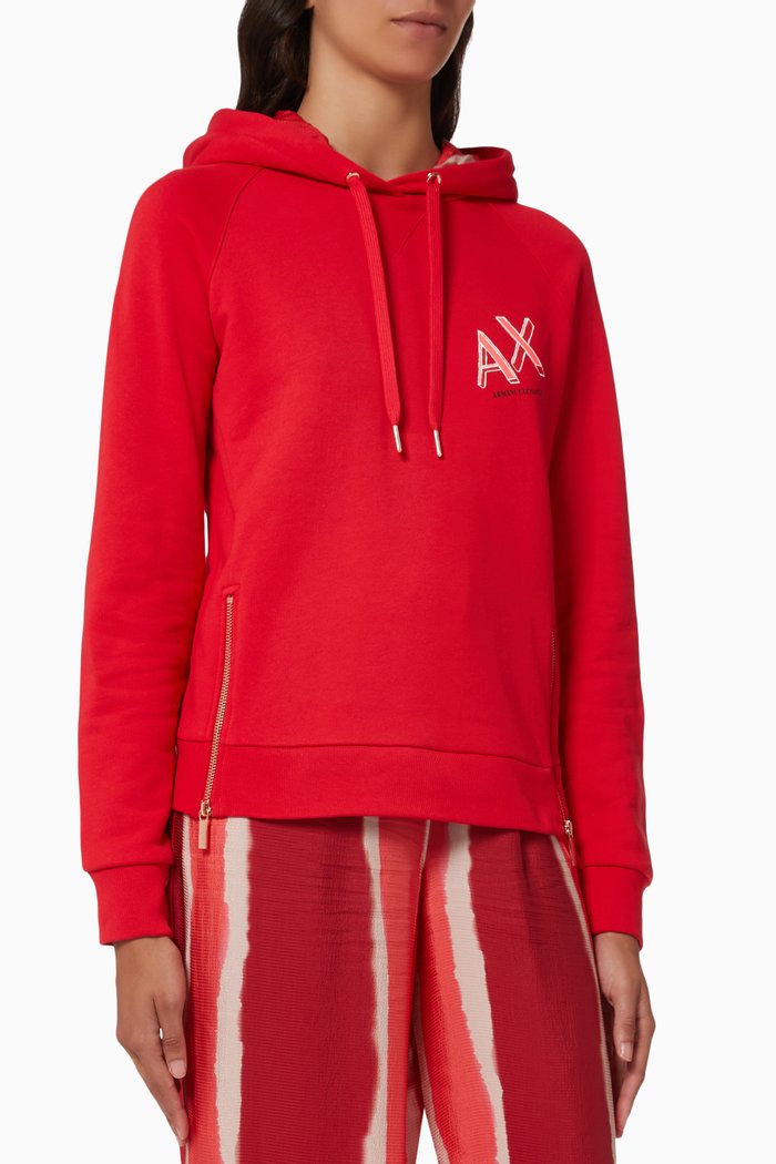 

Hooded Sweatshirt in Organic Cotton Jersey, Red