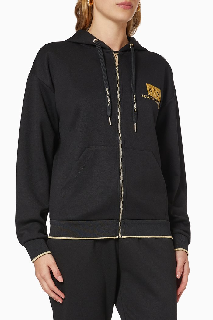 

AX Logo Hoodie in Jersey, Black