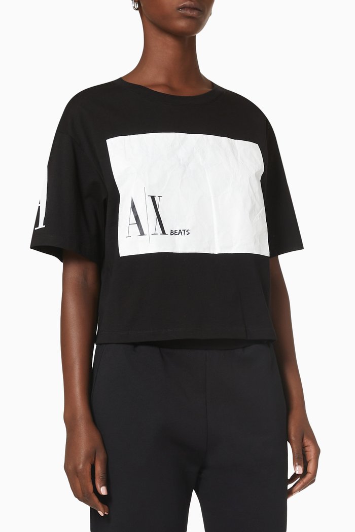 

Cropped T-shirt in Organic Cotton, Black