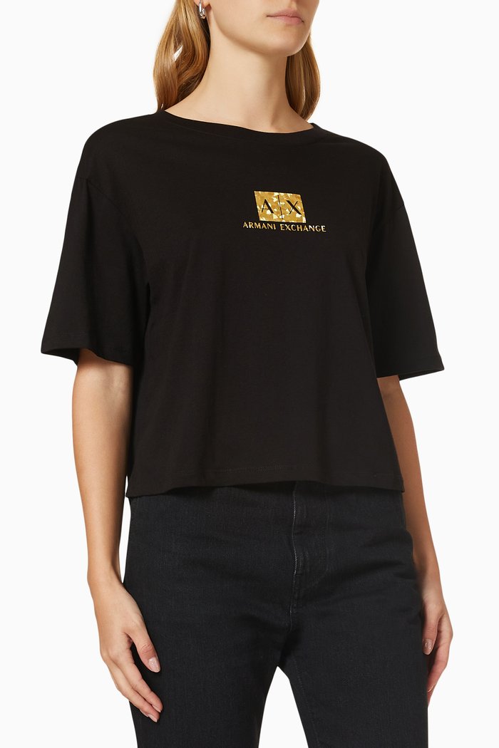 

Ramadan Collection Metallic Cropped T-shirt in Jersey, Black