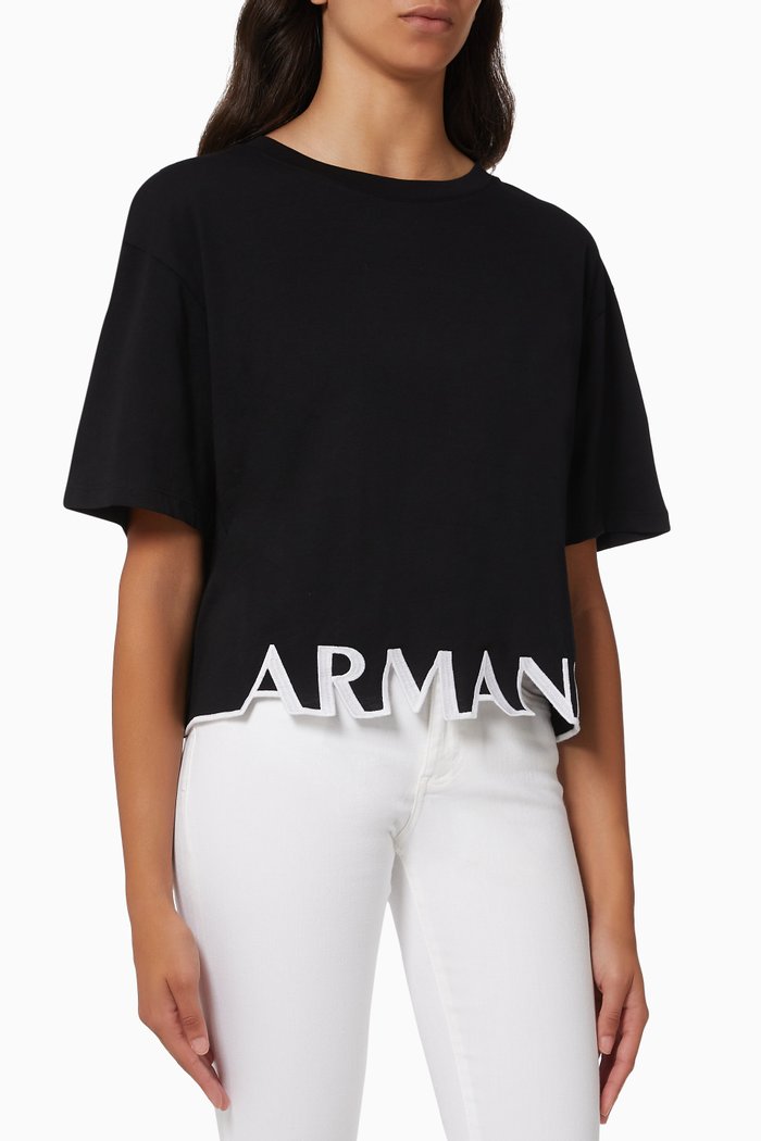 

Cutwork T-shirt in Cotton Jersey, Black