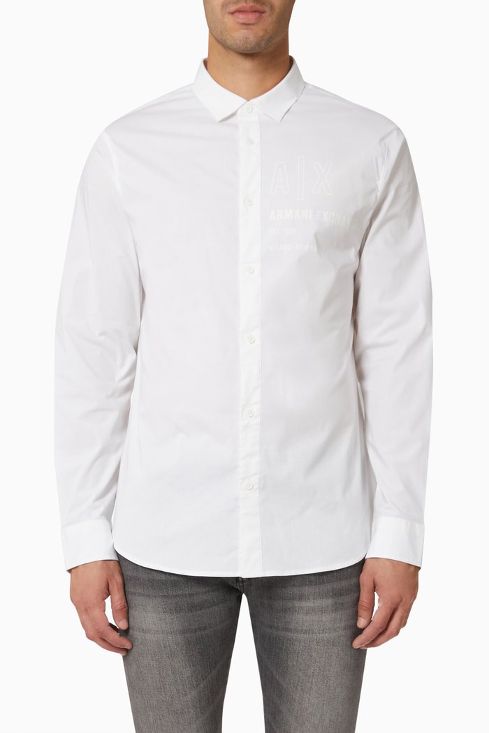 

AX Logo Print Shirt in Cotton, White