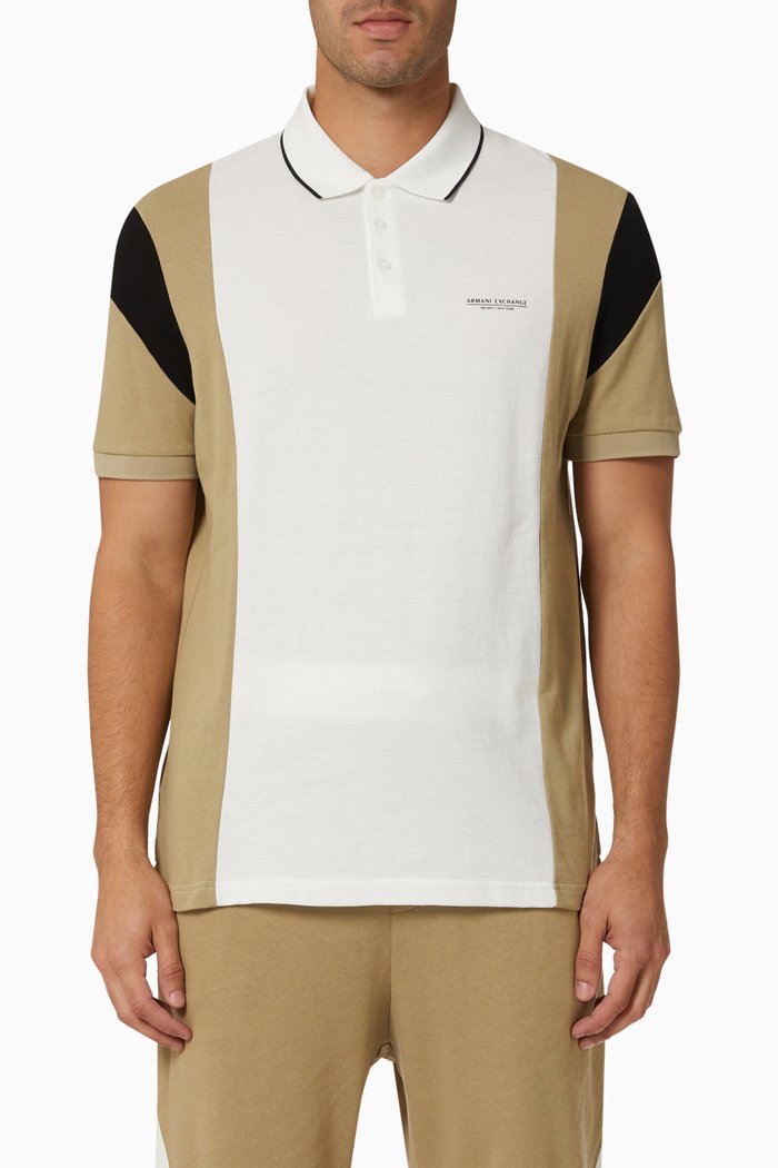 

Colour Block Polo Shirt in Cotton Piqué, Multicolour