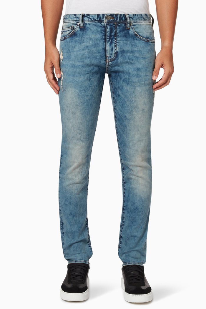 

J14 Skinny Ripped Jeans in Denim, Blue