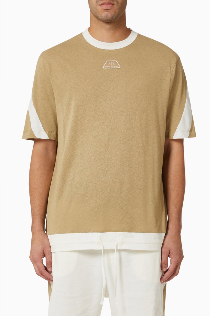 

Contrast Print T-shirt in Cotton Jersey, Neutral
