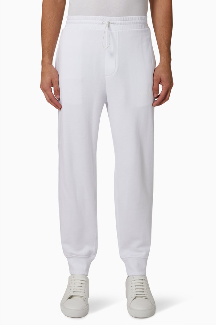 

AX Logo Print Joggers in Cotton Fleece, White