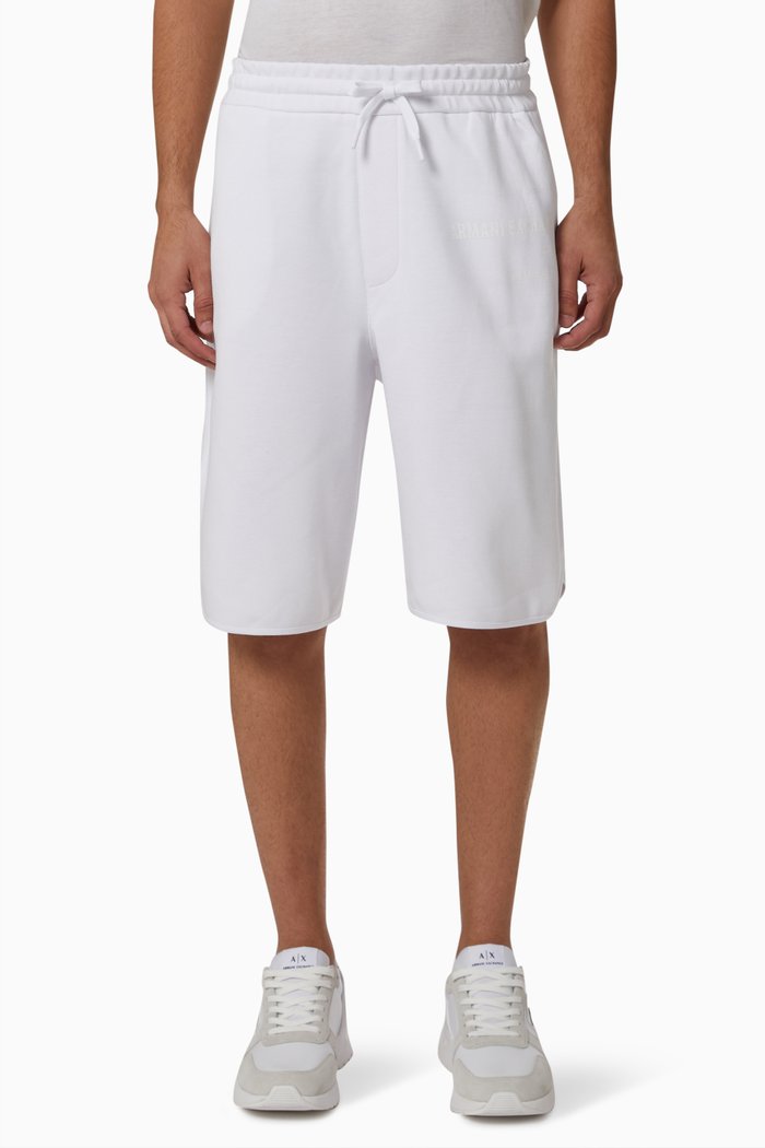 

AX Logo Print Shorts in Cotton Jersey, White