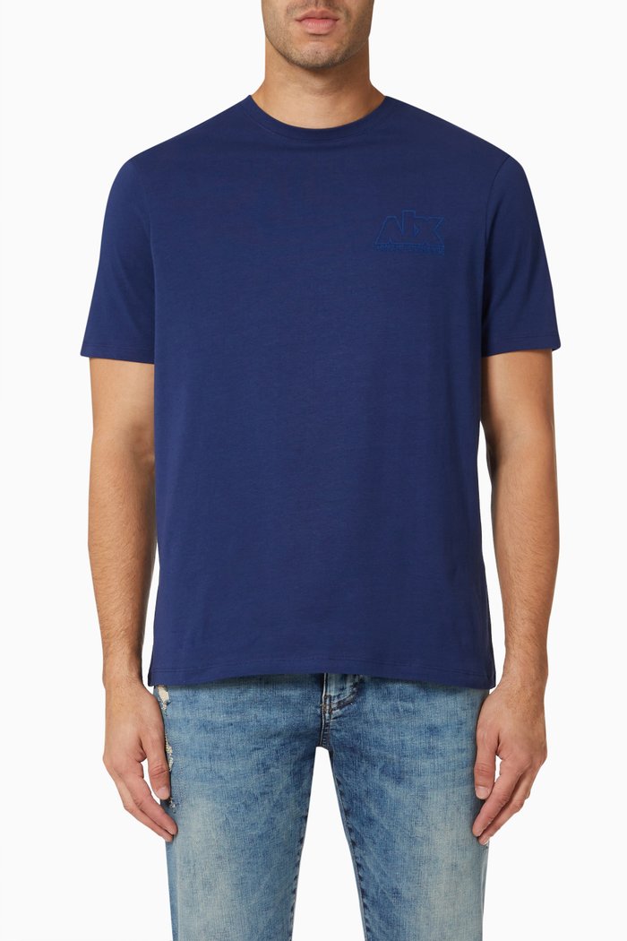 

Micro Logo Print T-shirt in Cotton Jersey, Blue