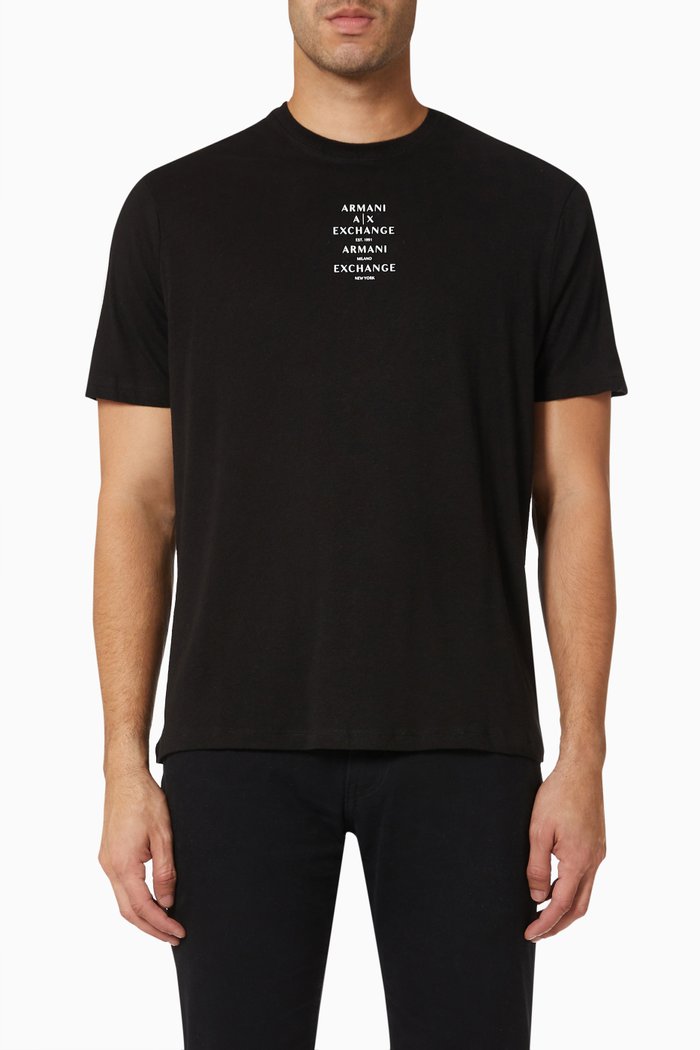 

Repeat Logo Print T-shirt in Cotton Jersey, Black