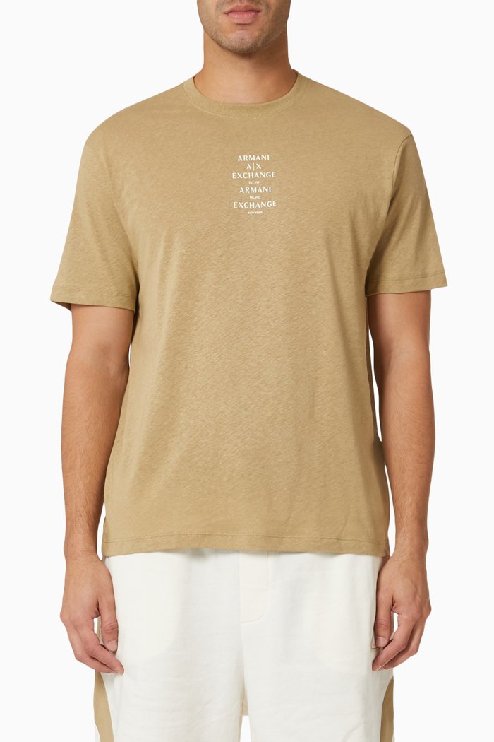 

Repeat Logo Print T-shirt in Cotton Jersey, Neutral